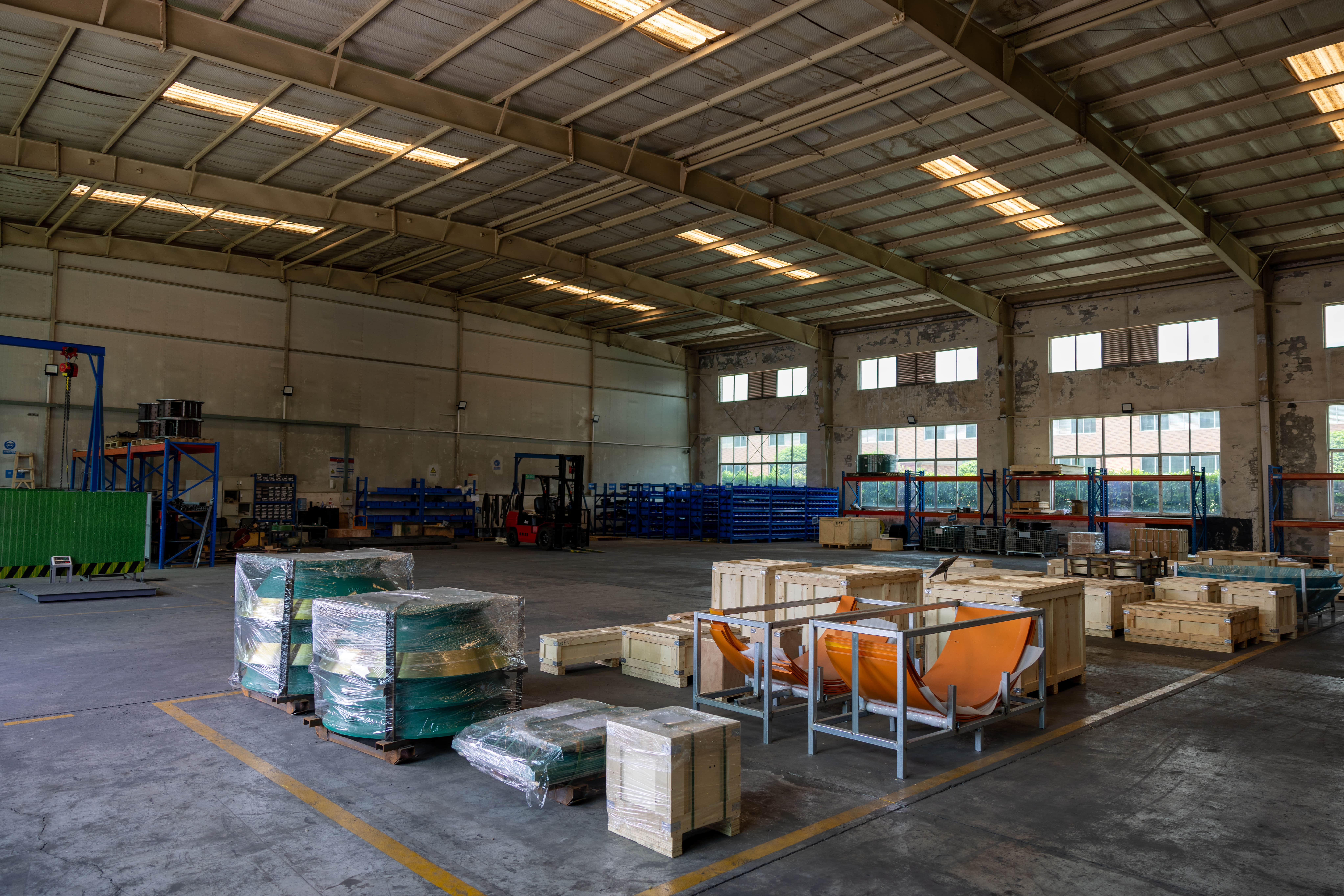 Packed castings and crates staged for dispatch