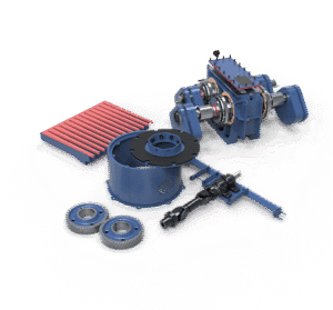 GUBT vibrating screen spares including screen plates, meshes, vibrators, couplings, and various screening equipment parts