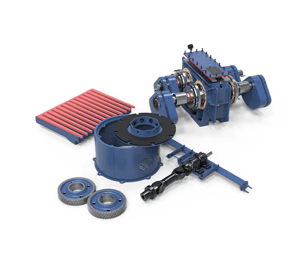 GUBT vibrating screen spares including screen plates, meshes, vibrators, couplings, and various screening equipment parts