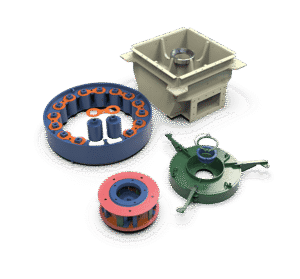 GUBT vertical shaft impact crusher spares assortment, including various VSI spare parts